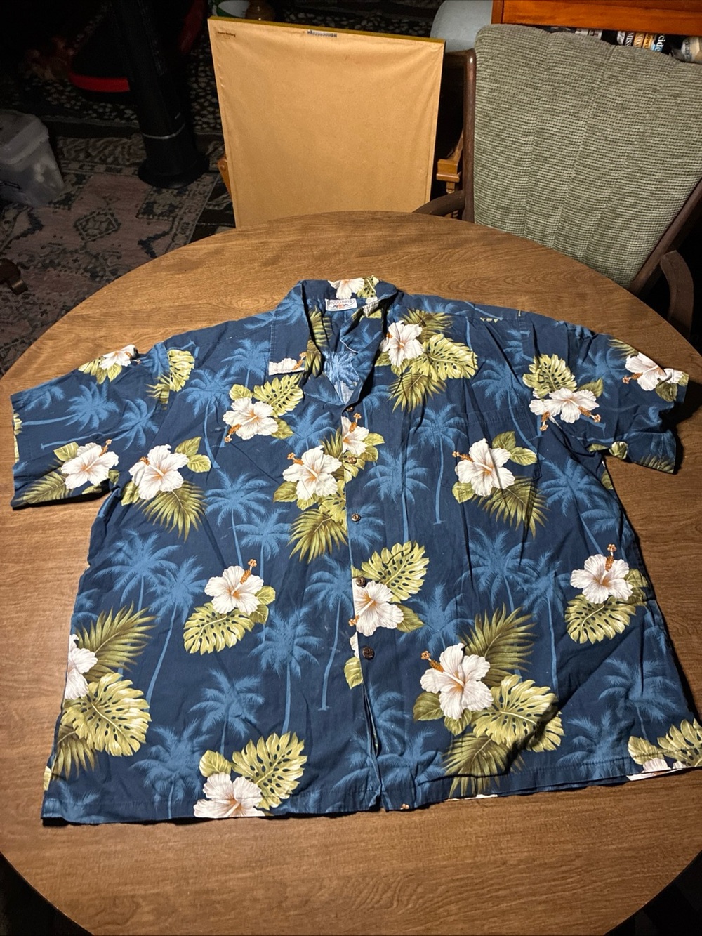 Pacific Legend Men's Hawaiian Shirt Floral Blue 4XL Button Front Short Sleeve
